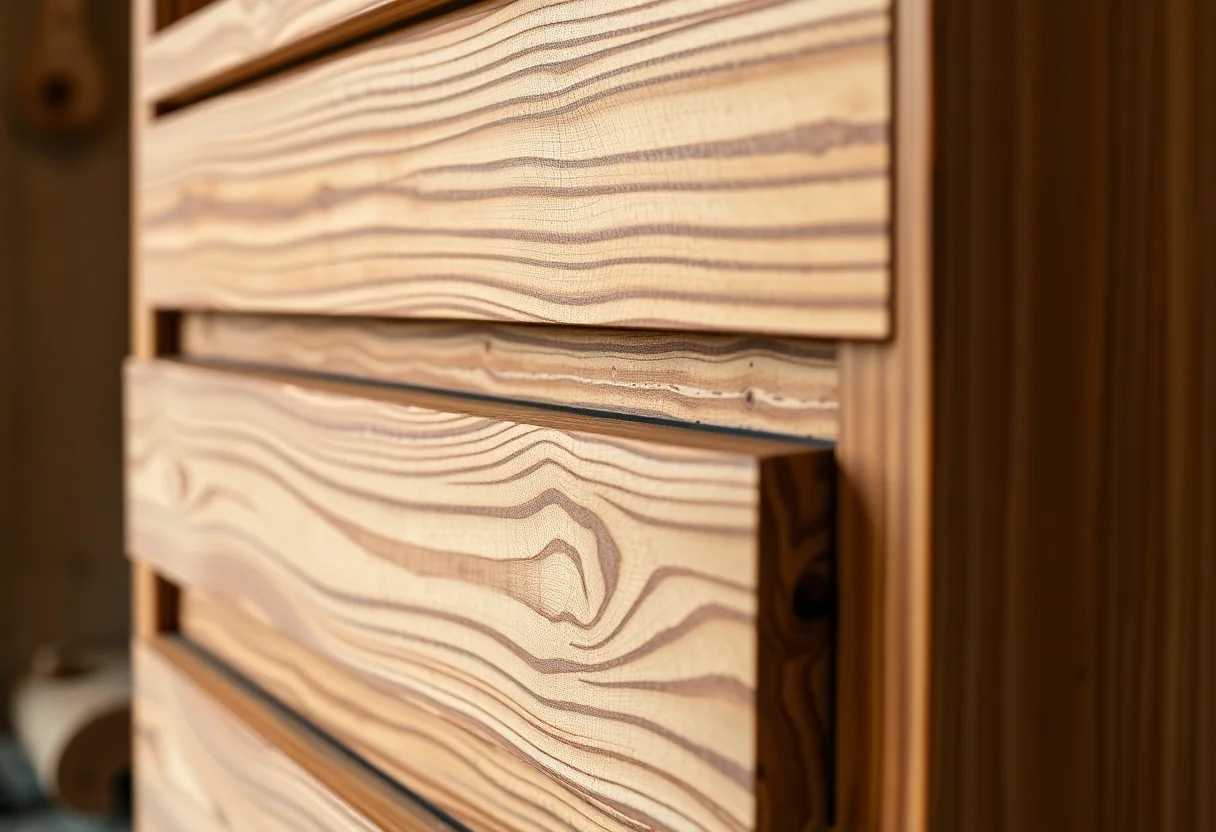 Handcrafted wood detail for furniture.