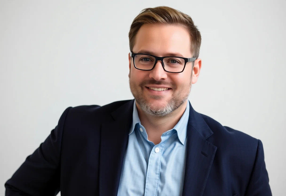 Portrait of a male design strategist looking confidently at the camera.